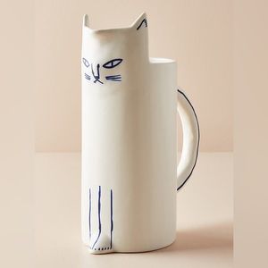 ANTHROPOLOGIE Kaye Blegvad Cat 4 Cup Pitcher Stoneware